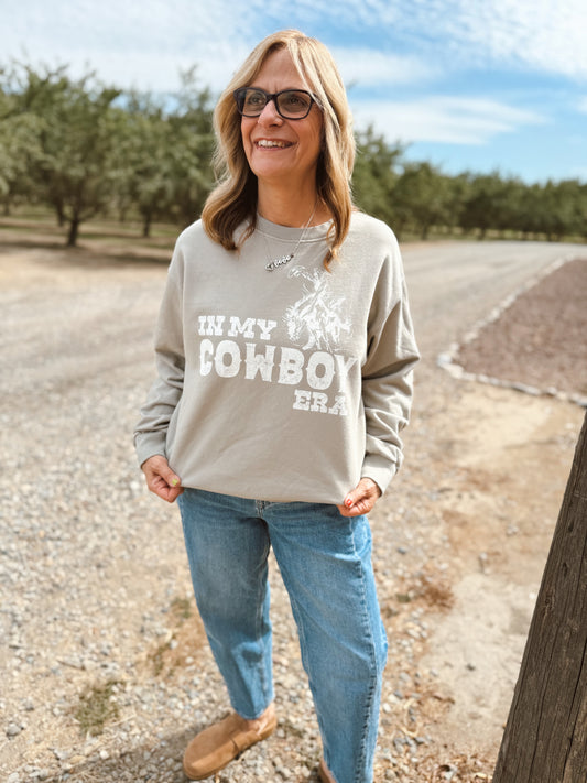 In my Cowboy Era Sage Green Colored Crewneck