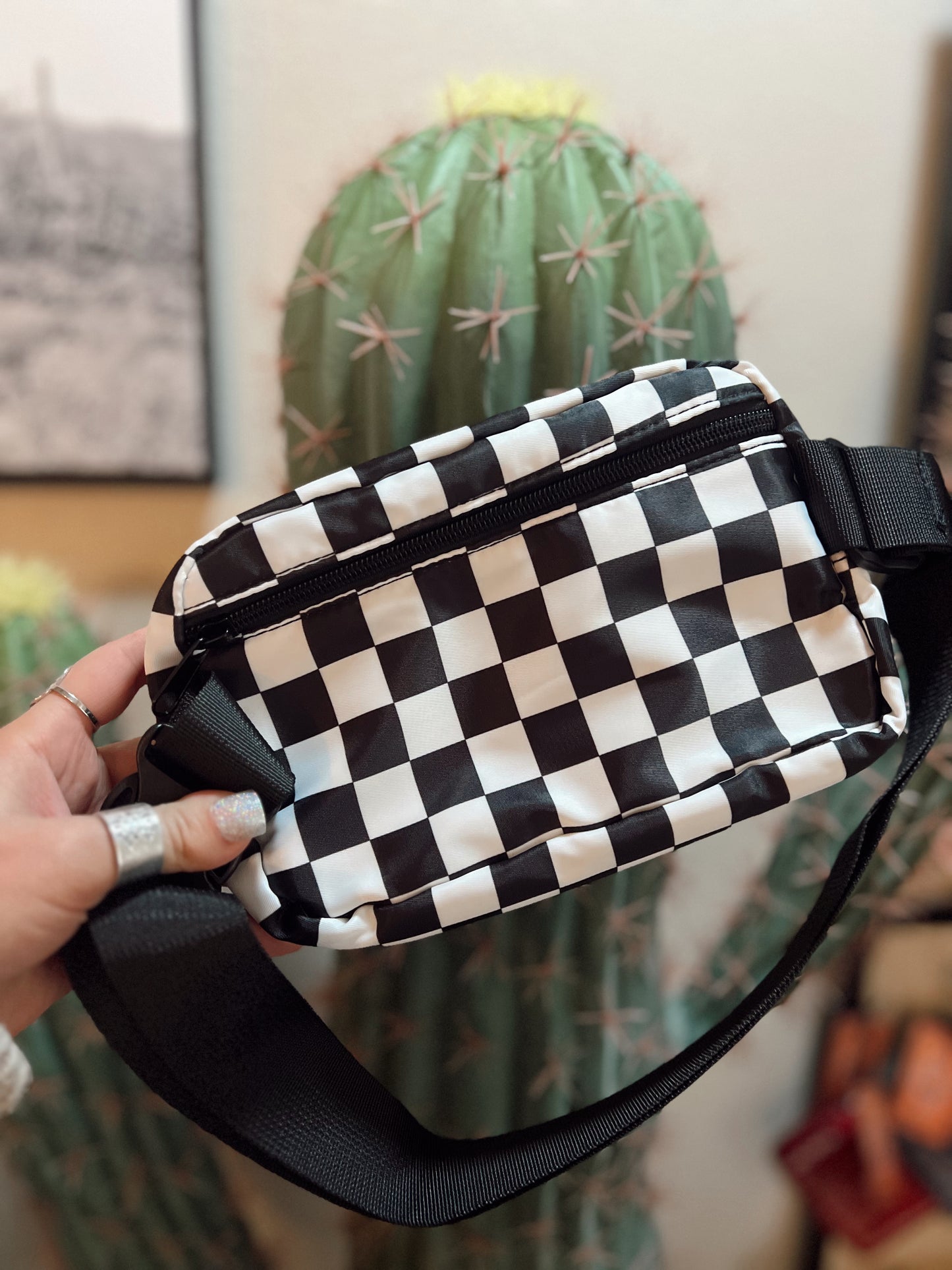 Checkered Crossbody Belt Bag