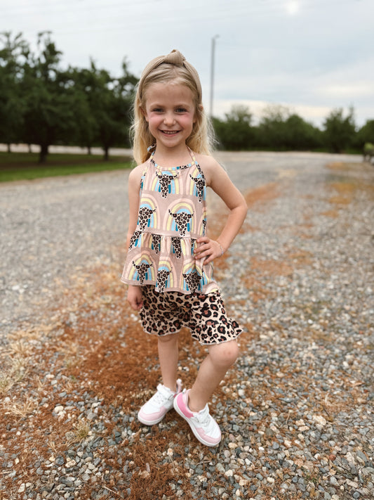 Leopard Shorts / Halter Top Set
