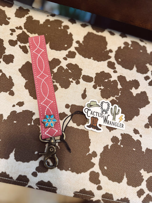 Sunset Pink Rodeo Rose Key Fob