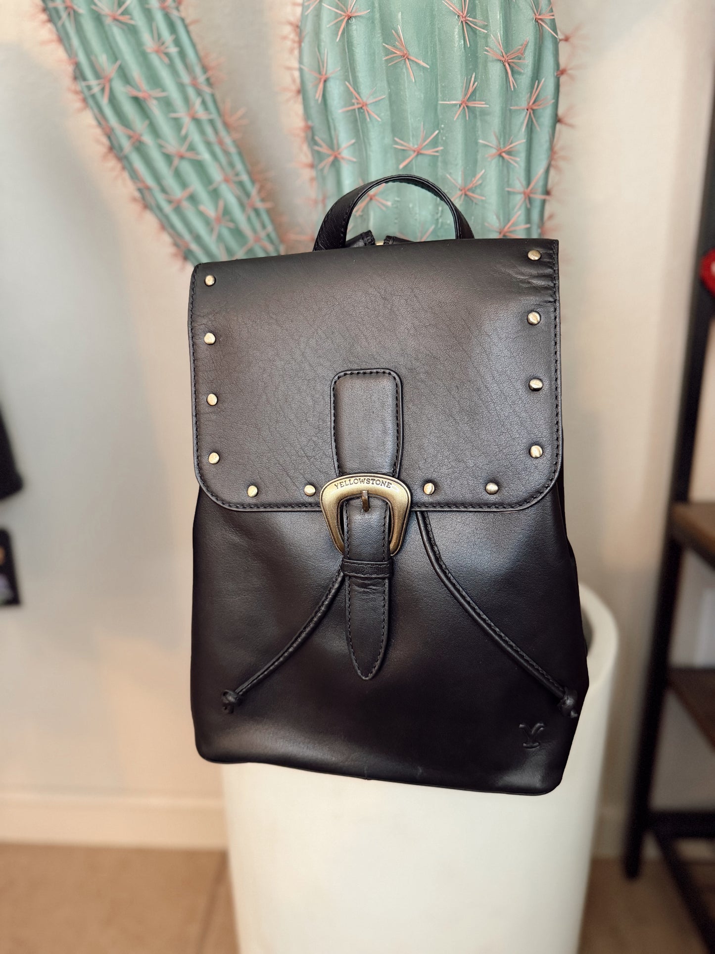 Yellowstone Longhorn Ash Studded Leather Backpack