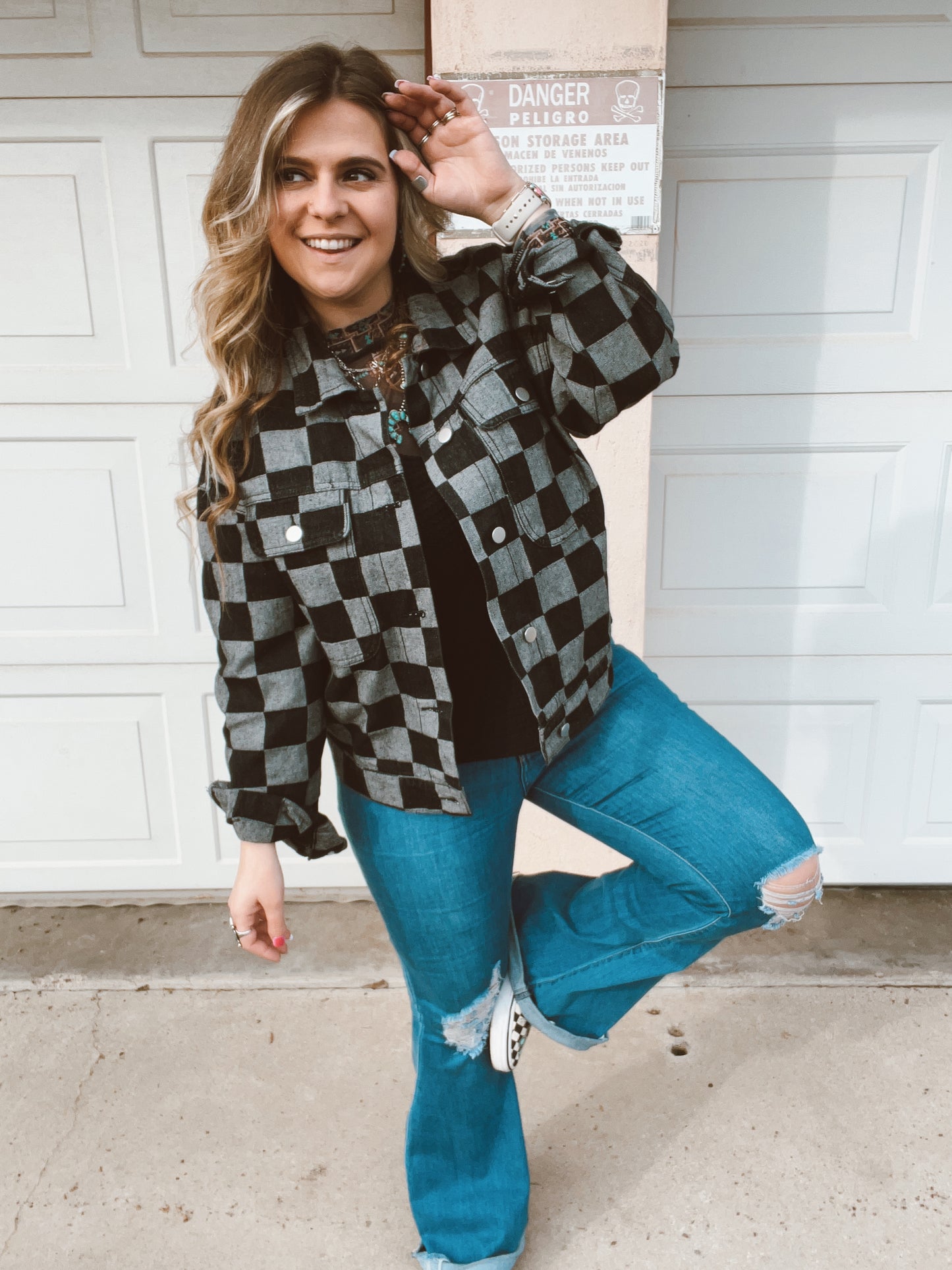 Checkered Denim Jacket