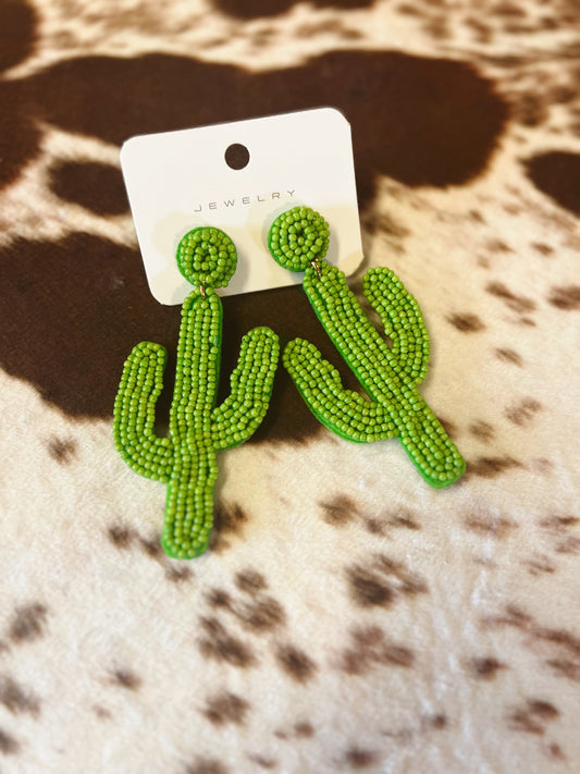 Lucky Cactus beaded earrings