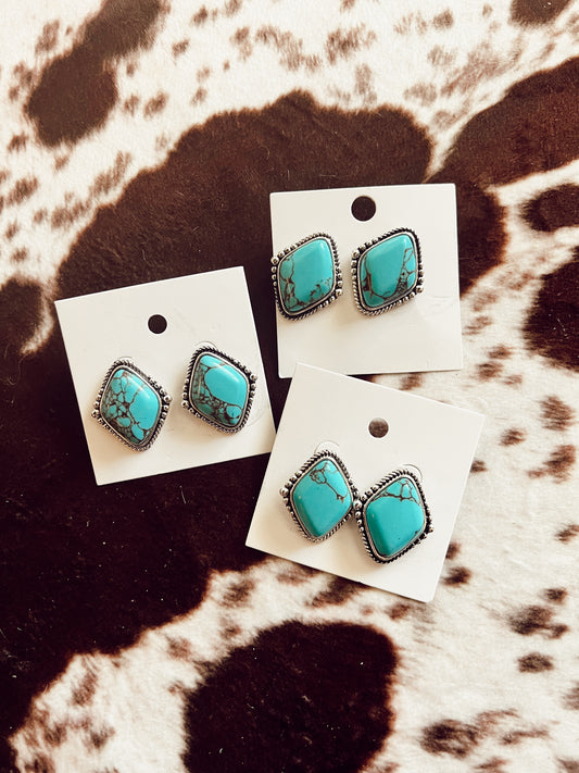 Punchy turquoise stud earrings
