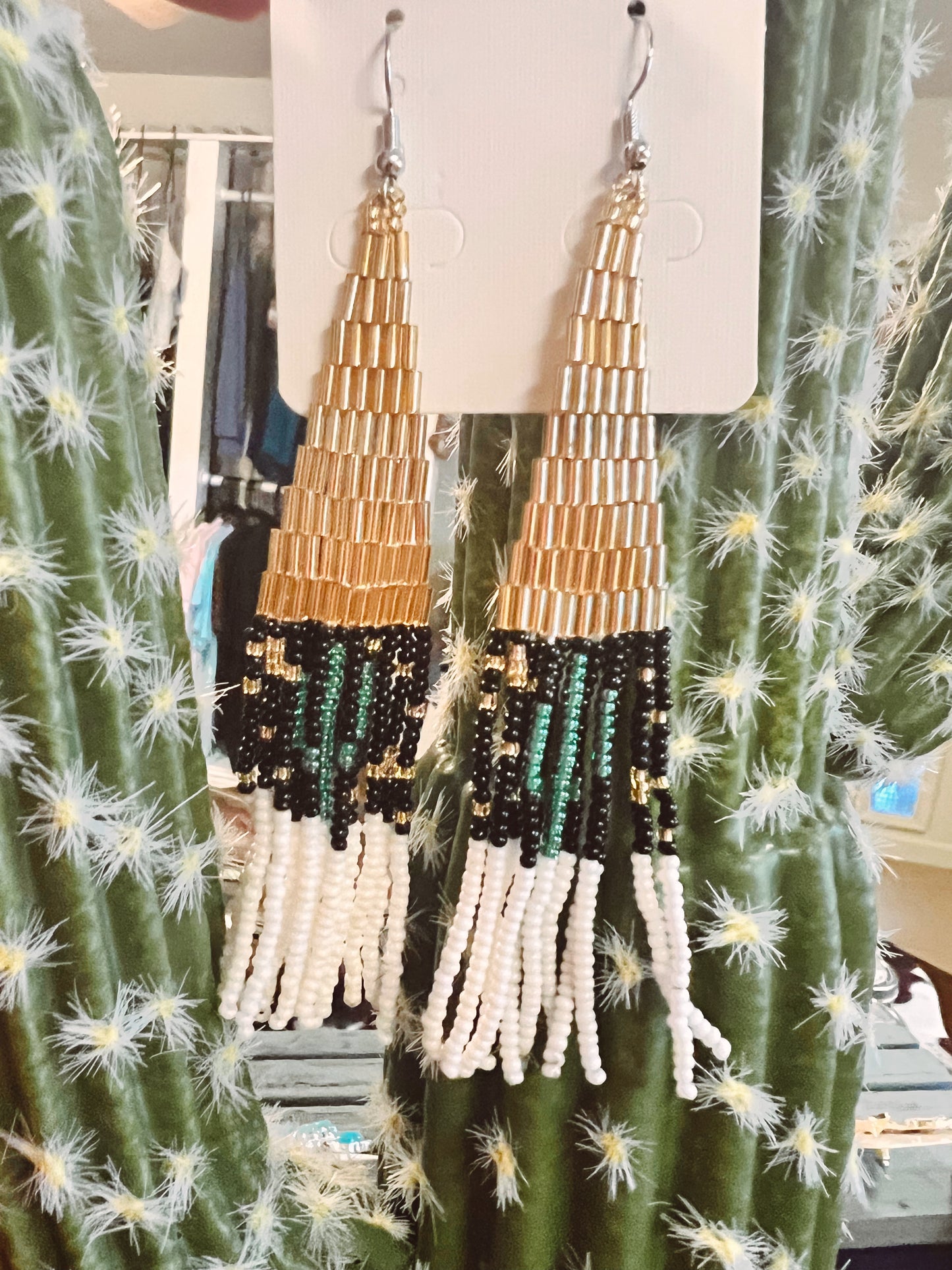 Cactus vibes beaded earrings